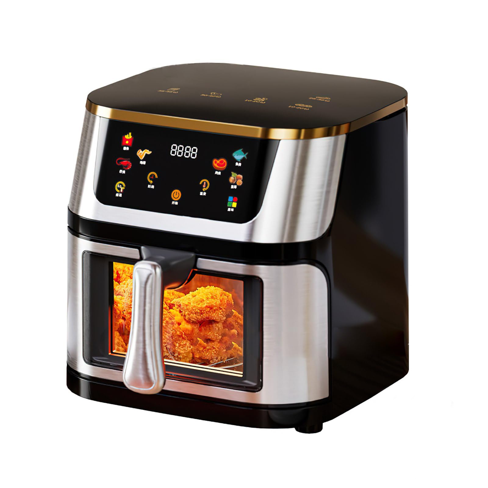 Air Fryer 12L,Freidora de aire con ventana de visualización,Pantalla táctil digital,Menos grasa,Circulación de aire caliente,Menús Preprogramados Saludables,Cocción rápida a alta temperatura de 210℃
