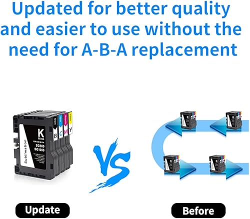 Miniatura 3 de Aomya Tinta de sublimación SG500 SG1000 compatible con impresoras Sawgrass Virtuoso SG500 SG1000 (paquete de 4, negro, cian, magenta, amarillo