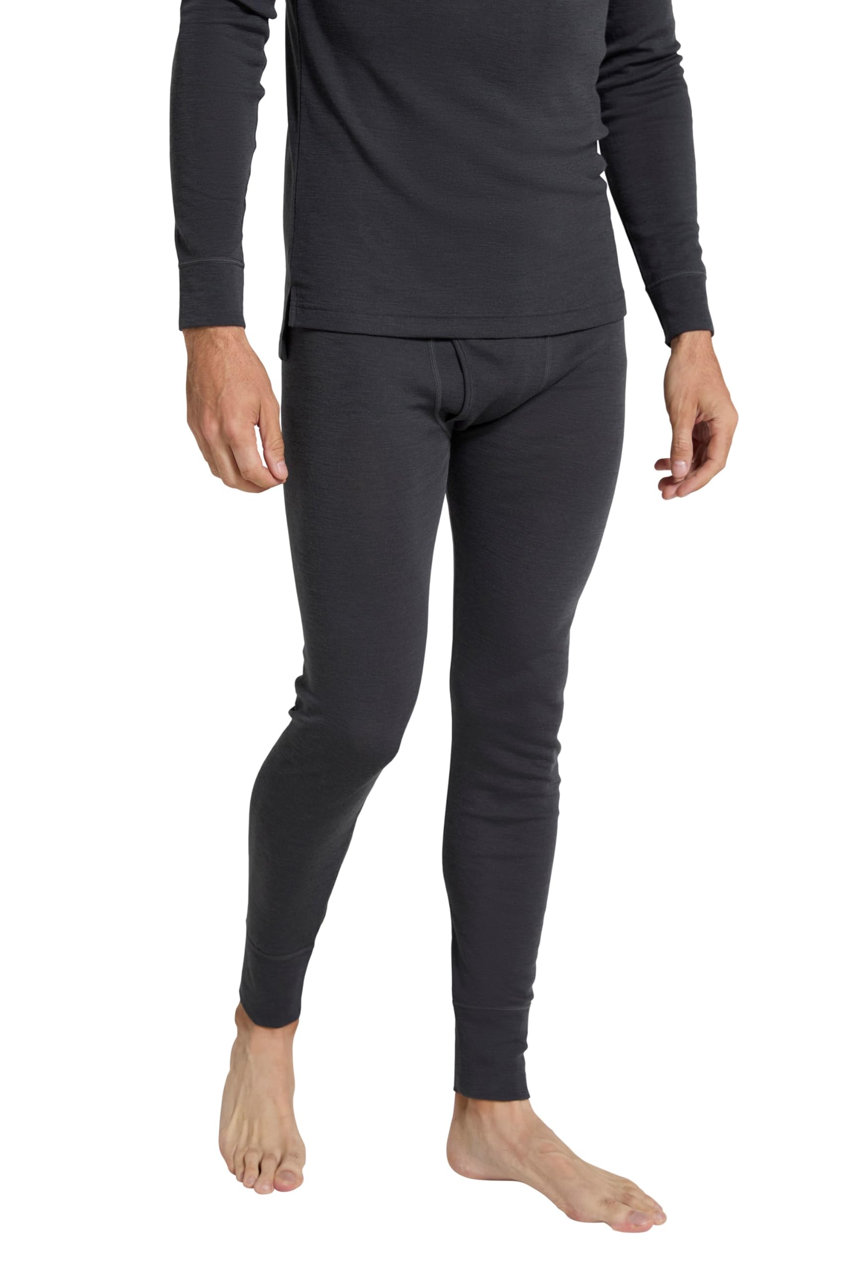Mountain Warehouse Mens Merino Thermal Base Layer Trousers - Lightweight Mens Pants, Antibacterial, Breathable Bottoms - for Camping in Dark Grey 2XL