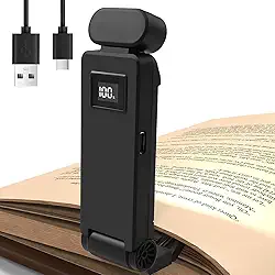 Luz de Leitura para Livro, Luz de Leitura LED 500 mAh Recarregável, 3 Modos de Cor, 5 Níveis de Brilho, Portátil com Clip e Exibição de Bateria