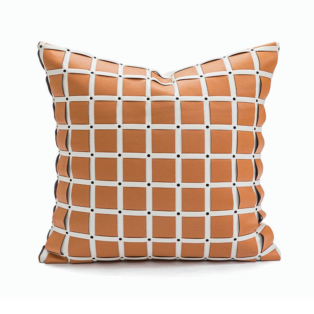 Housse de coussin tressée en cuir PU pour créer un coin canapé chaleureux et moderne
