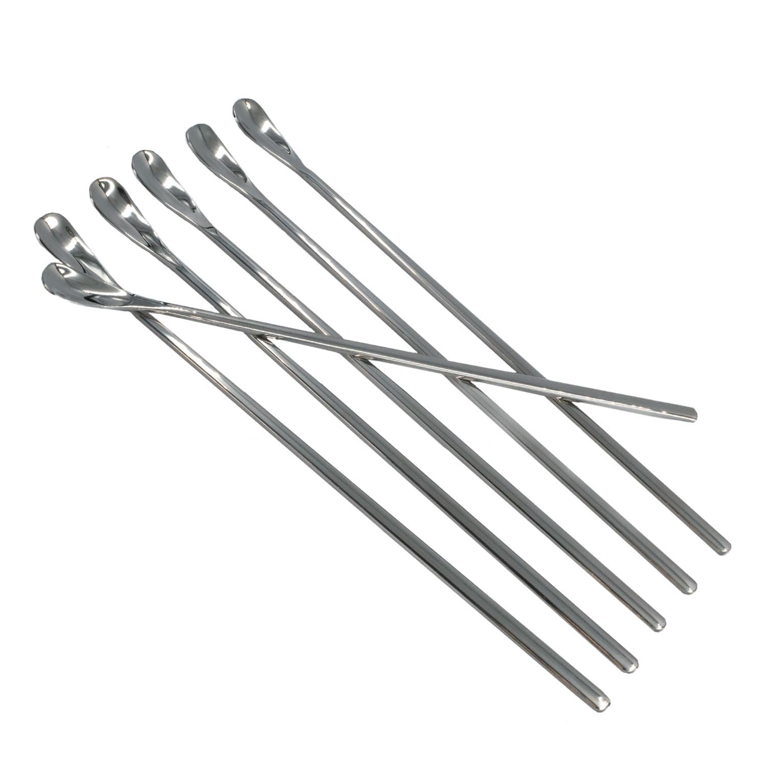 Intirilife Ensemble de 6 cuillères à latte macchiato en acier inoxydable Argenté - Longueur de 22 cm - Cuillères à glace avec manche long, cuillères à dessert, pour café, milkshakes, cocktails
