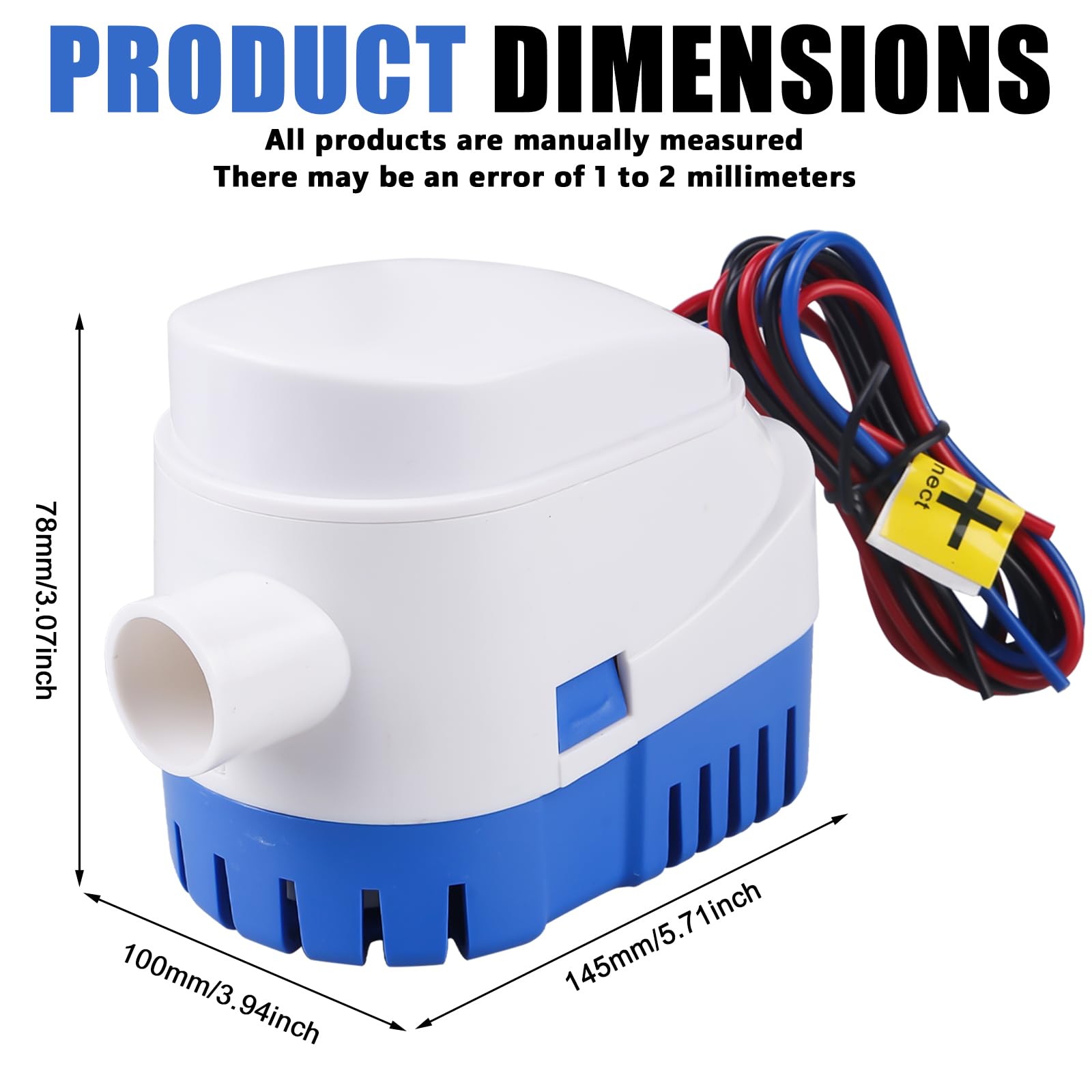 Pompa dell'acqua 12 V, pompa di sentina automatica, pompa di sentina 1100 GPH/70 LPM, pompa di sentina marina, pompa sommersa per acqua di sentina con interruttore di galleggiamento, pompa