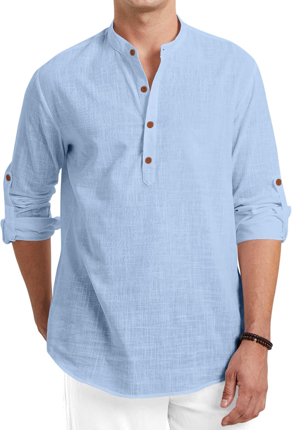 Royalscout Men Cotton Blend Full Sleeve Short Kurta Sky