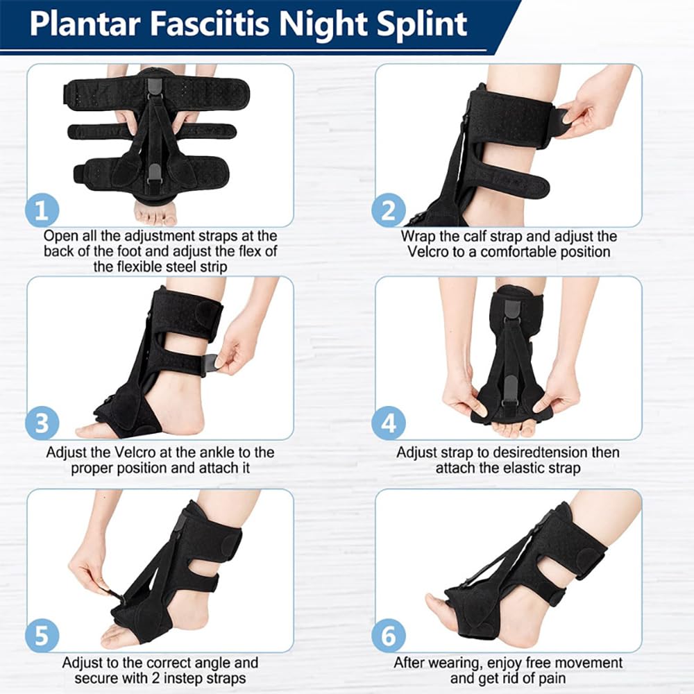 Férula Nocturna para Fascitis Plantar, Órtesis De Pie Ajustable De 30°-90°, Adecuada para Tendinitis del Talón, Dolor De Tobillo Y Pie, Inmoviliza Los Tobillos para Prevenir Esguinces