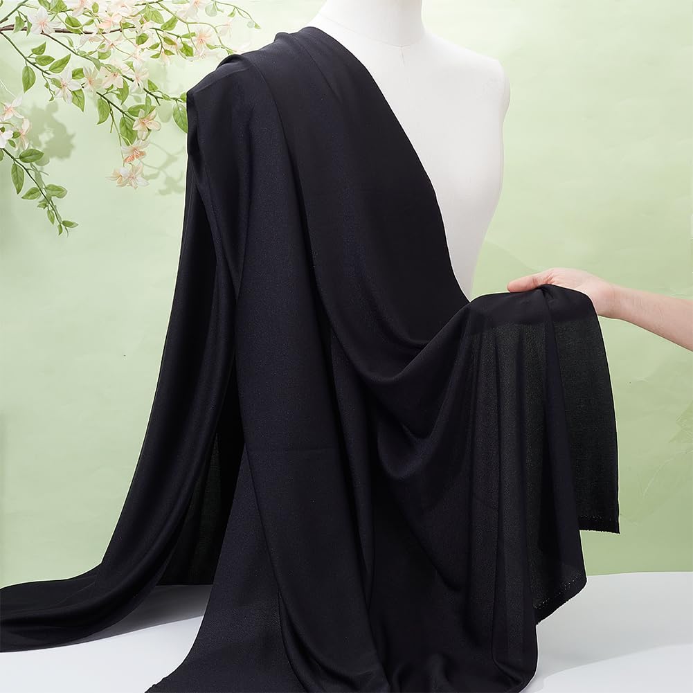 2,19 mètres Tissu noir Tissu noir par les tissus de vêtements de cour 63 pouces de largeur Tissu polyester doux extensible pour couture Broderie Nappes Vêtements Appareils d'extérieur