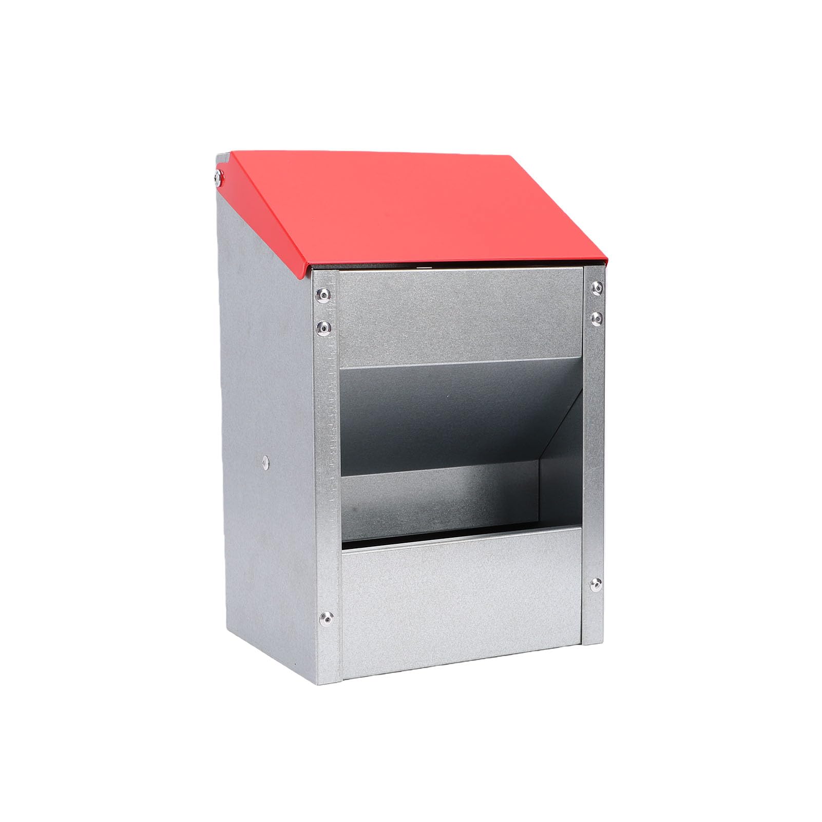 Naroote Comedero para Pollos Galvanizado para Cocina Al Aire Libre, Capacidad de 10 Libras |Comedero para Aves de Corral Resistente a la Intemperie, Montaje en Pared, sin Desperdicio, Galvanizado y