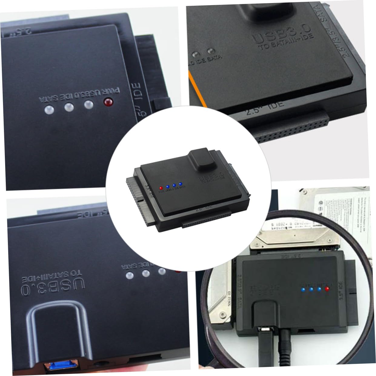 Adattatore per Hard Disk Ide USB 3.0 2, 5 3, 5 Pollici Nero