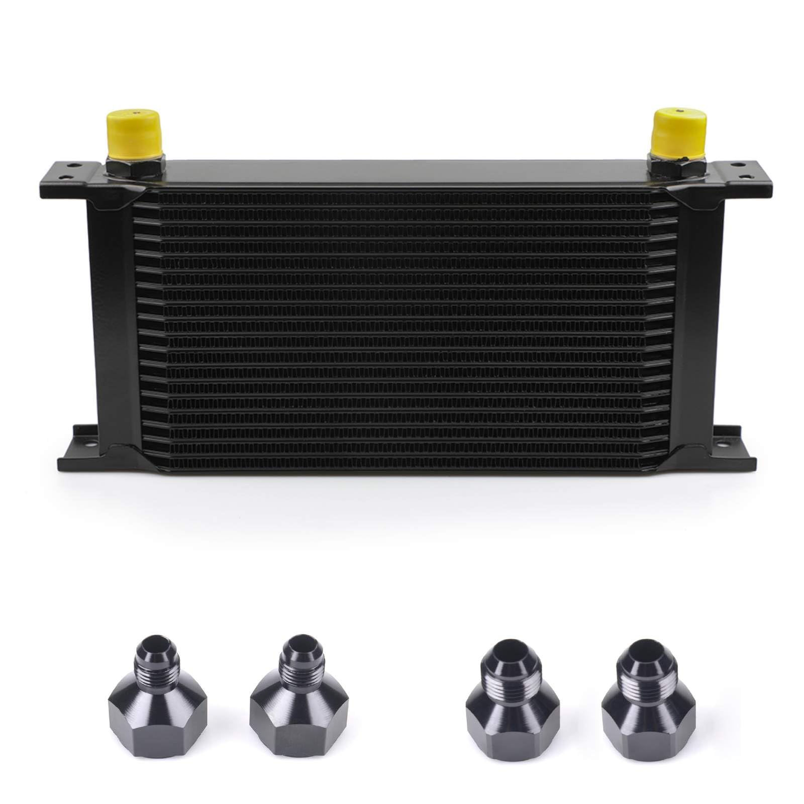 19 Row AN10-10AN Stacked Plate Oil Cooler With 6AN 8AN Adapter Universal Engine Transmission British Radiator Oil Cooler Condenser Aluminium Alloy Black