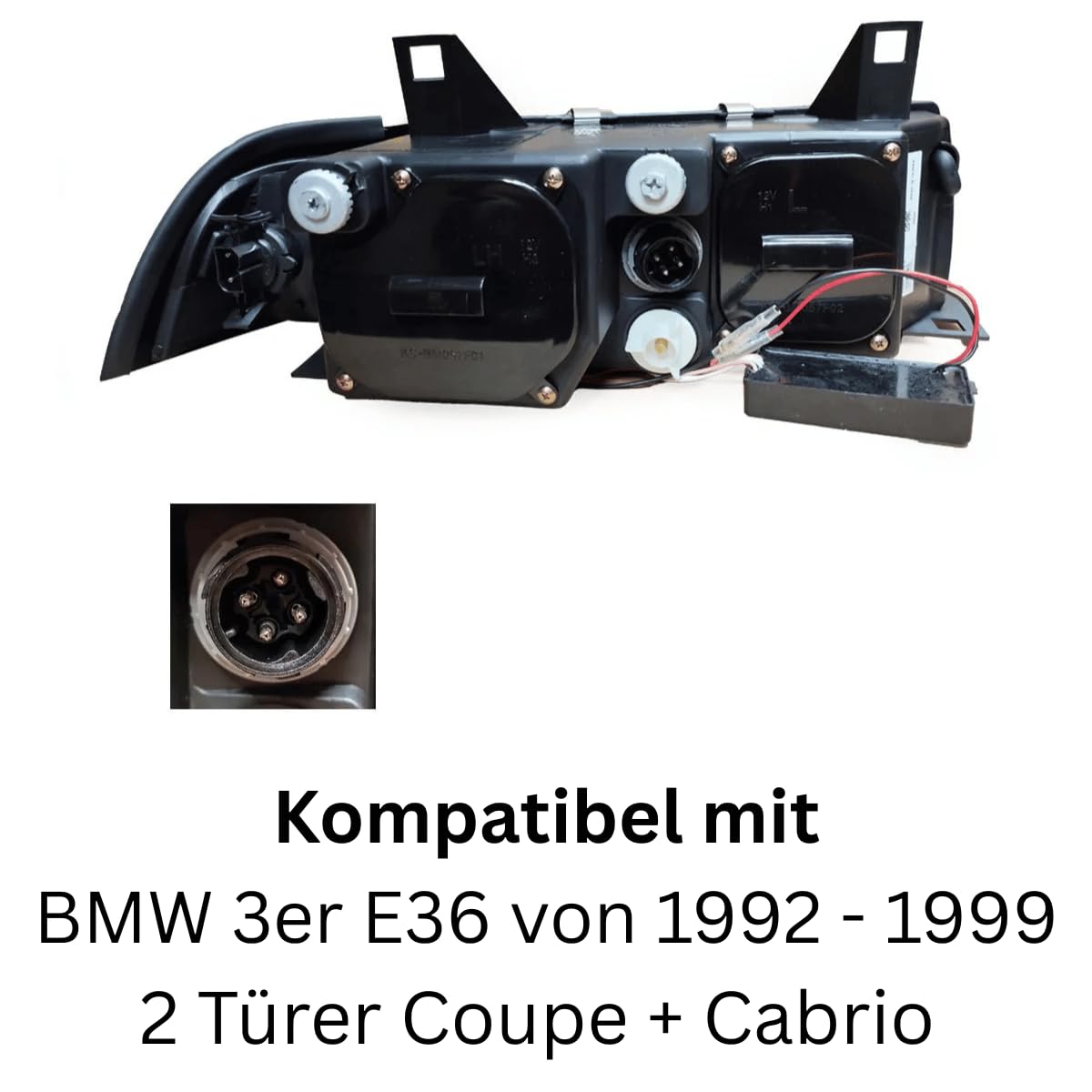 Scheinwerfer Set in schwarz für BMW 3er E36 Coupe Cabrio 12/1992-08/1999 CCFL Angel Eyes 2 Türer