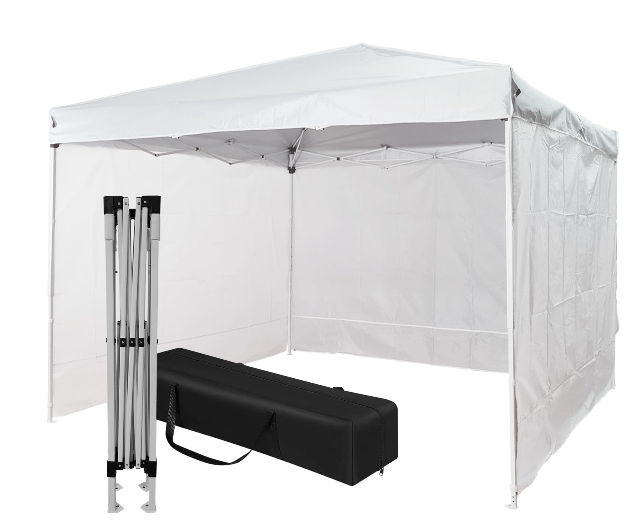 Gazebo Pieghevole Impermeabile 3x3 in Acciaio con 3 Pareti Laterali, Poliestere 160 gr/mq