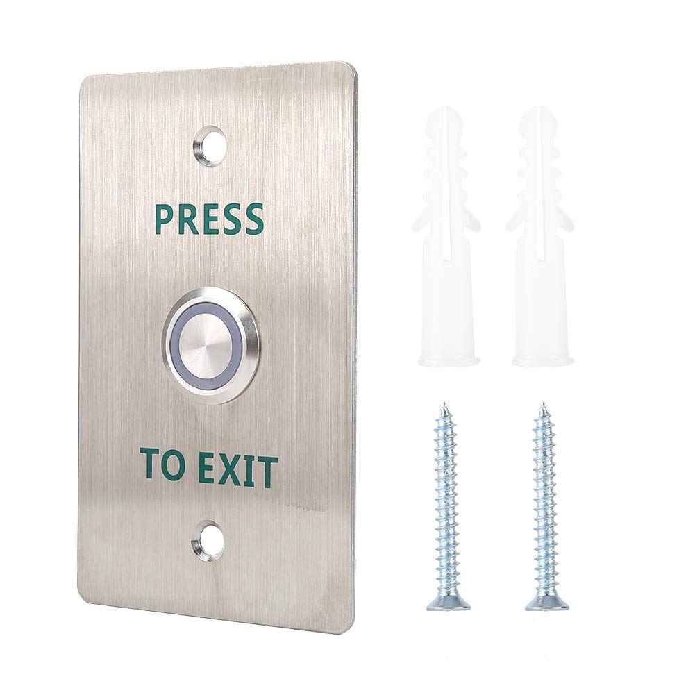Pulsante Di Uscita Per Controllo Accessi DC12-24V - Interruttore A Molla In Acciaio Inox 86x86mm Con Pulsante Verde - 3