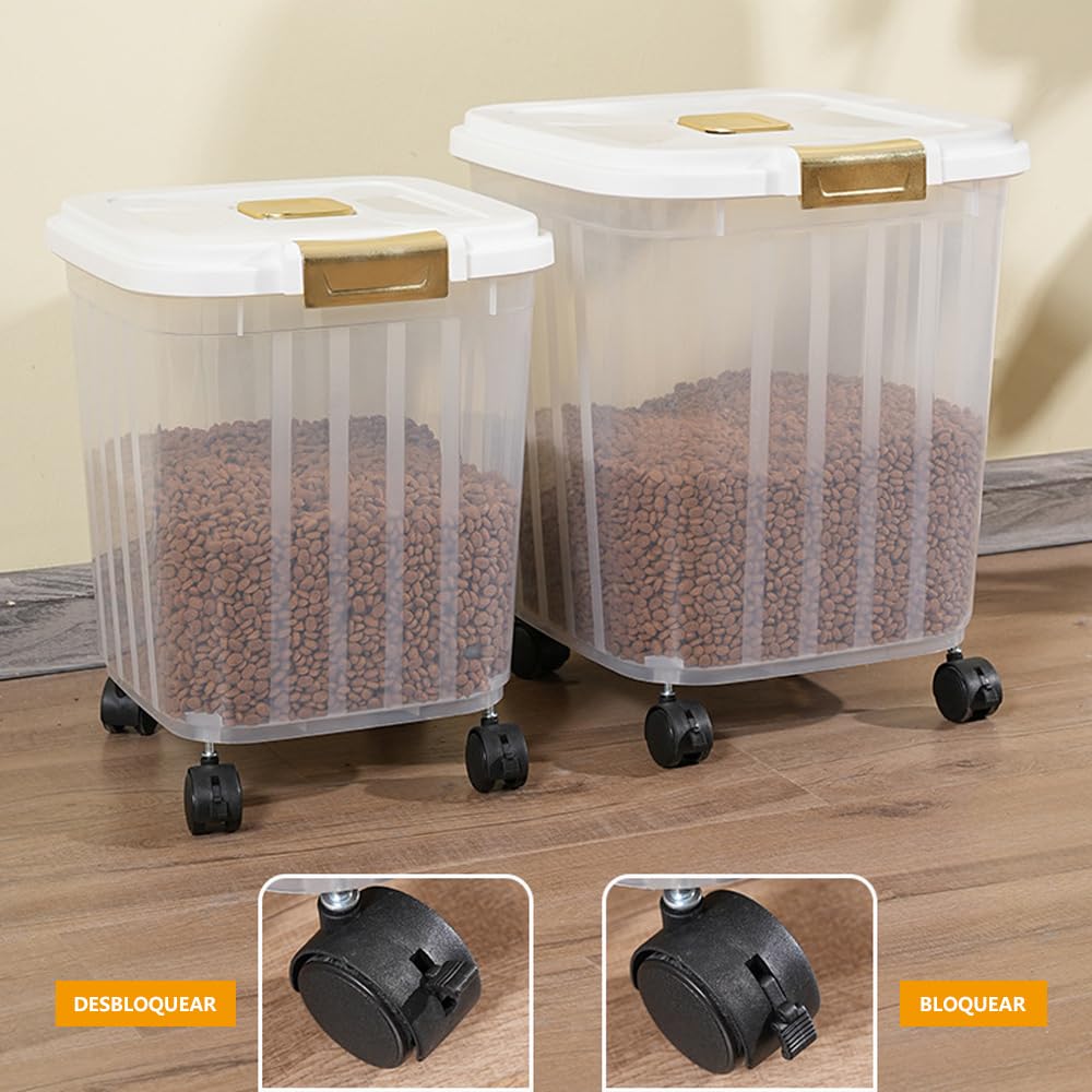 SMELL & SMILE Contenedor de Comida para Perro Contenedor pienso Perros con Ruedas Contenedor para Pienso Contenedor de Alimentos para Mascotas Caja de Alimentos (31 * 33 * 34CM)