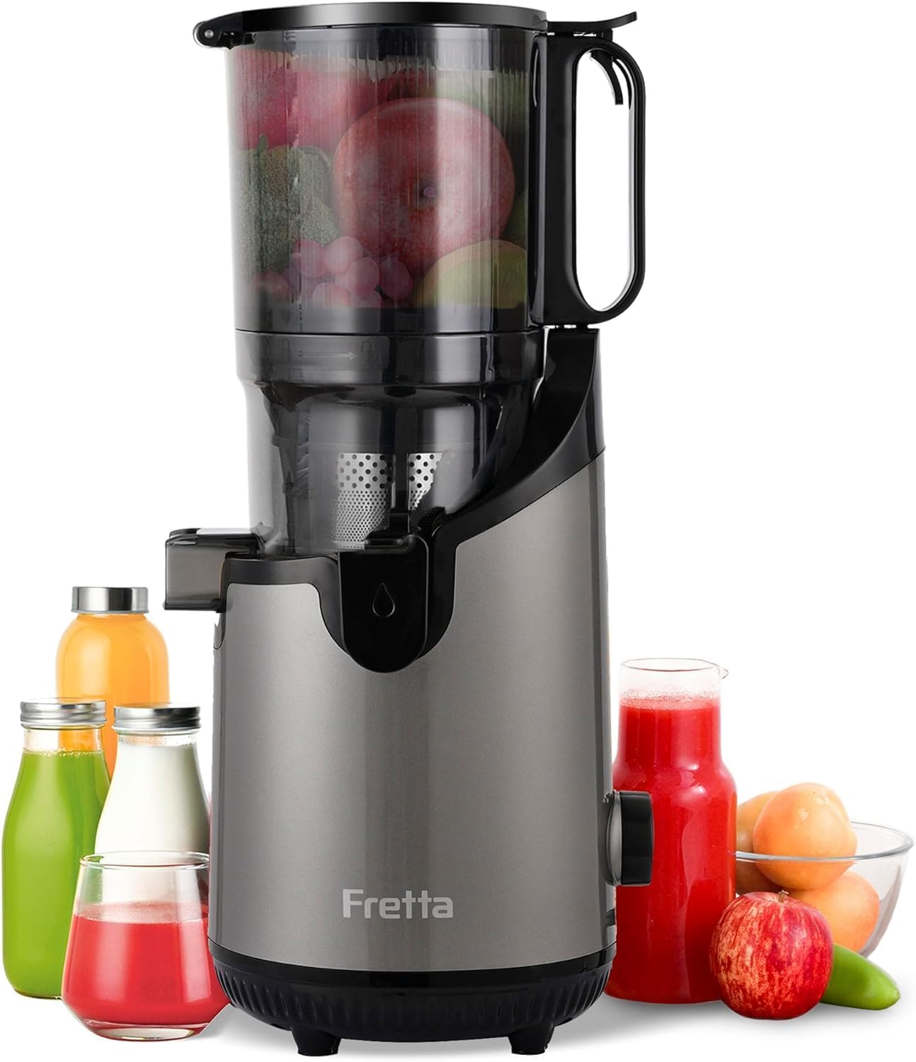 Cold Press Juicer Machines, Slow Masticating Juicer with 5.3″ Extra Large Feed Chute Fit Whole Fruits & Vegetables, Self Feeding Effortless for Batch Juicing, BPA Free 250W (Grey, 1.8L) Cold Press Juicer Machines, Slow Masticating Juicer with 5.3″ Extra Large Feed Chute Fit Whole Fruits & Vegetables, Self Feeding Effortless for Batch Juicing, BPA Free 250W (Grey, 1.8L)