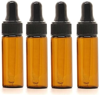 Amber Dropper Bottles-100Pcs 5ml Cute Essential Oil Bottles with Eye Dropper Dispenser for Perfumes Cosmetic Liquid Aromatherapy Chemistry Lab Sample Storage Jars Vial Container (Black Screw Cap)