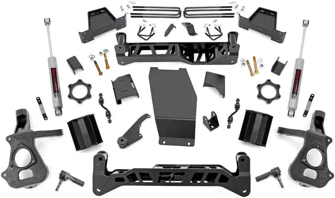Rough Country7" Lift Kit with Strut Spacers/N3 Rear Shocks for Chevy Silverado & GMC Sierra 1500 (2014-2018 w/Stock Cast Alu or Stamped Steel Control Arms)