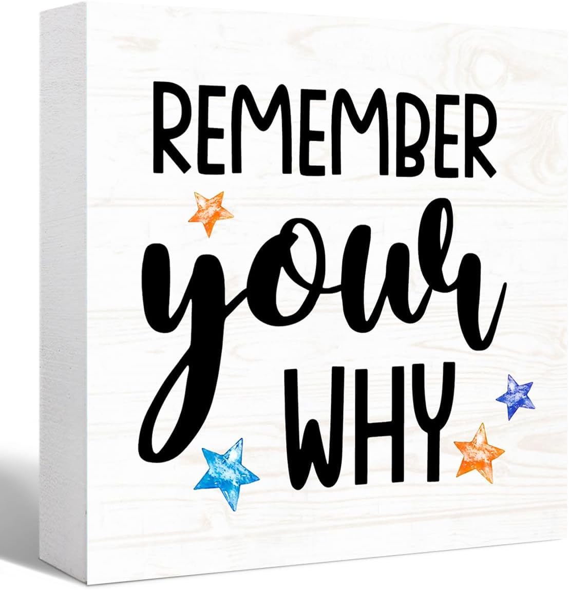 5x5 Inch Remember Your Why Wooden Box Sign Farmhouse Desk Decor