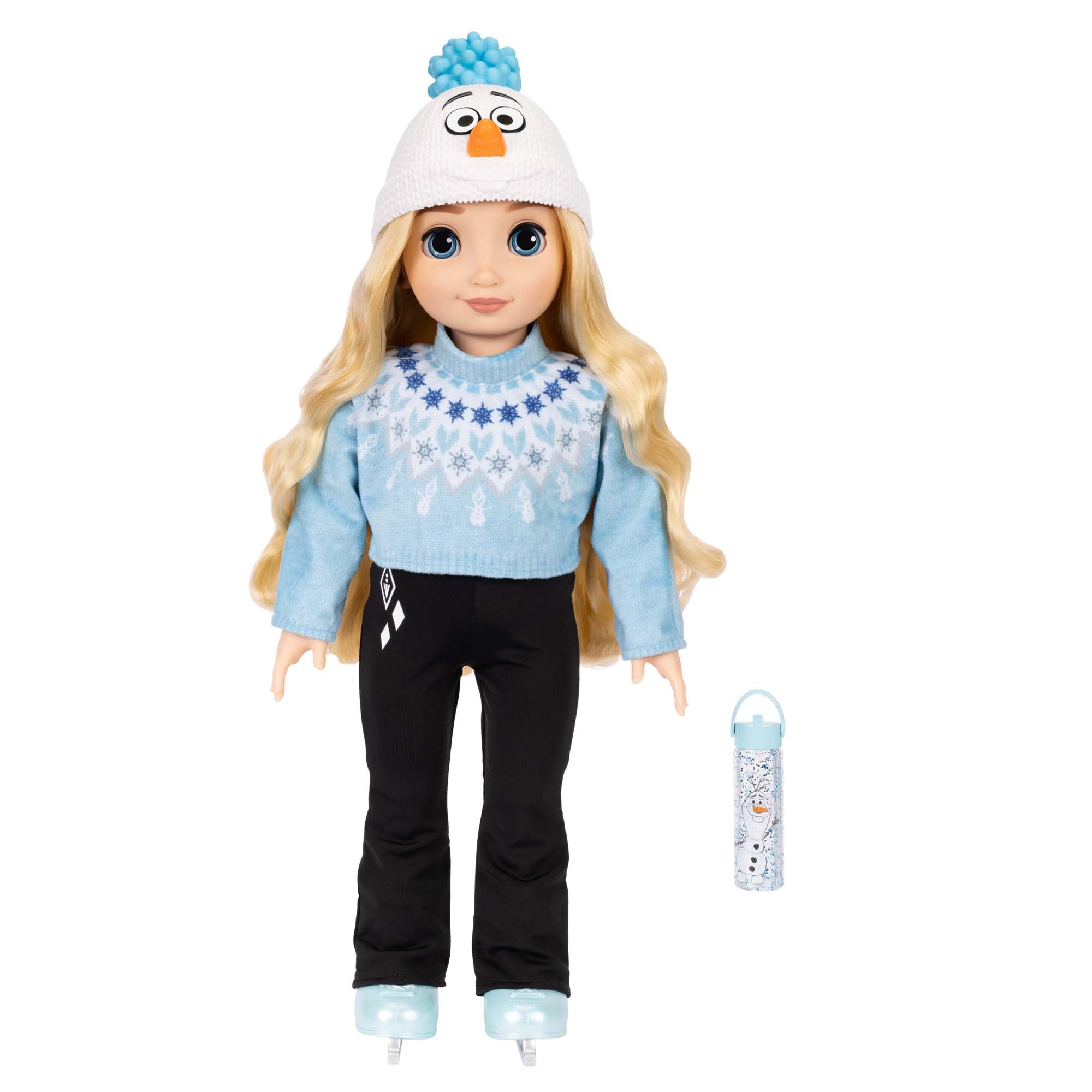 Jakks Pacific Disney ILY 4ever Elsa inspirowana modą lalką z niebieskim swetrem i czarnymi spodniami, 45,7 cm, z akcesoriami zimowymi, dla dziewczynek 6+ lat