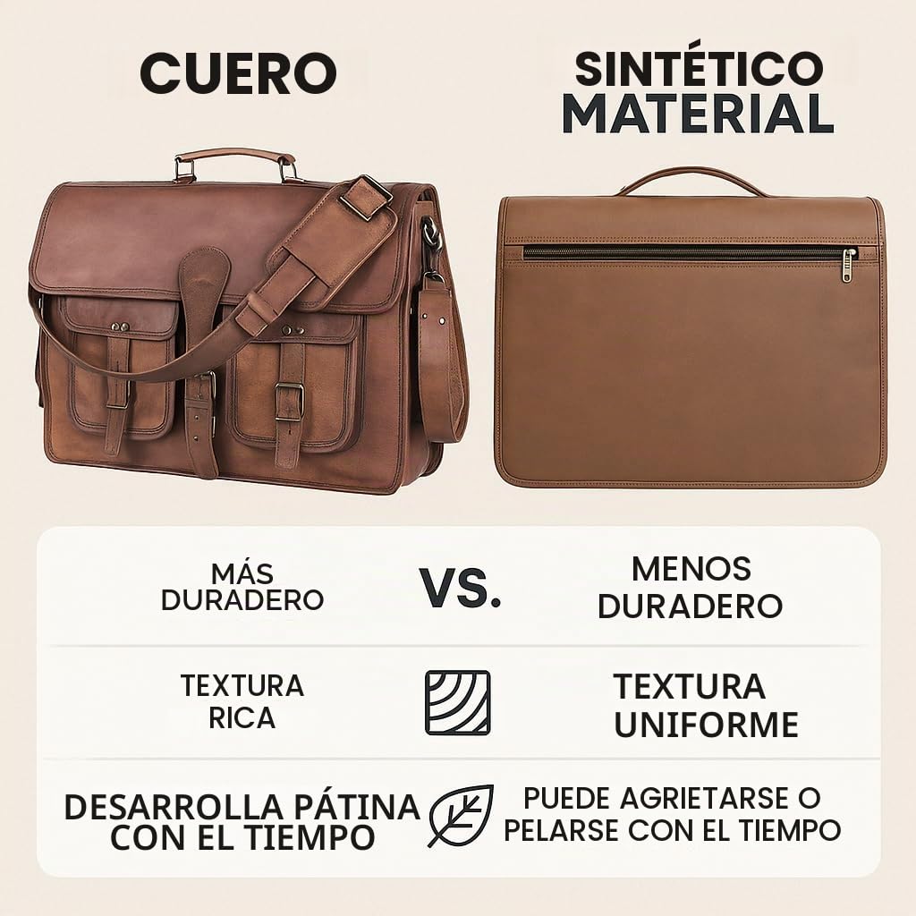 KPL - Maletín de piel de 18 pulgadas para ordenador portátil, bolso bandolera para ordenador portátil, bolso hecho a mano para hombres y mujeres, marrón, L, mochila escolar