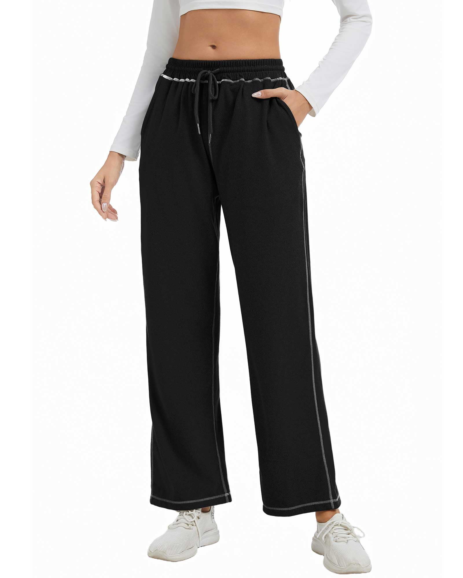 adorence Pantaloni Tuta Donna Larghi Sportivi Comodi, Jogging Donna Casual con Tasche, Vita Alta Regolabile con Coulisse