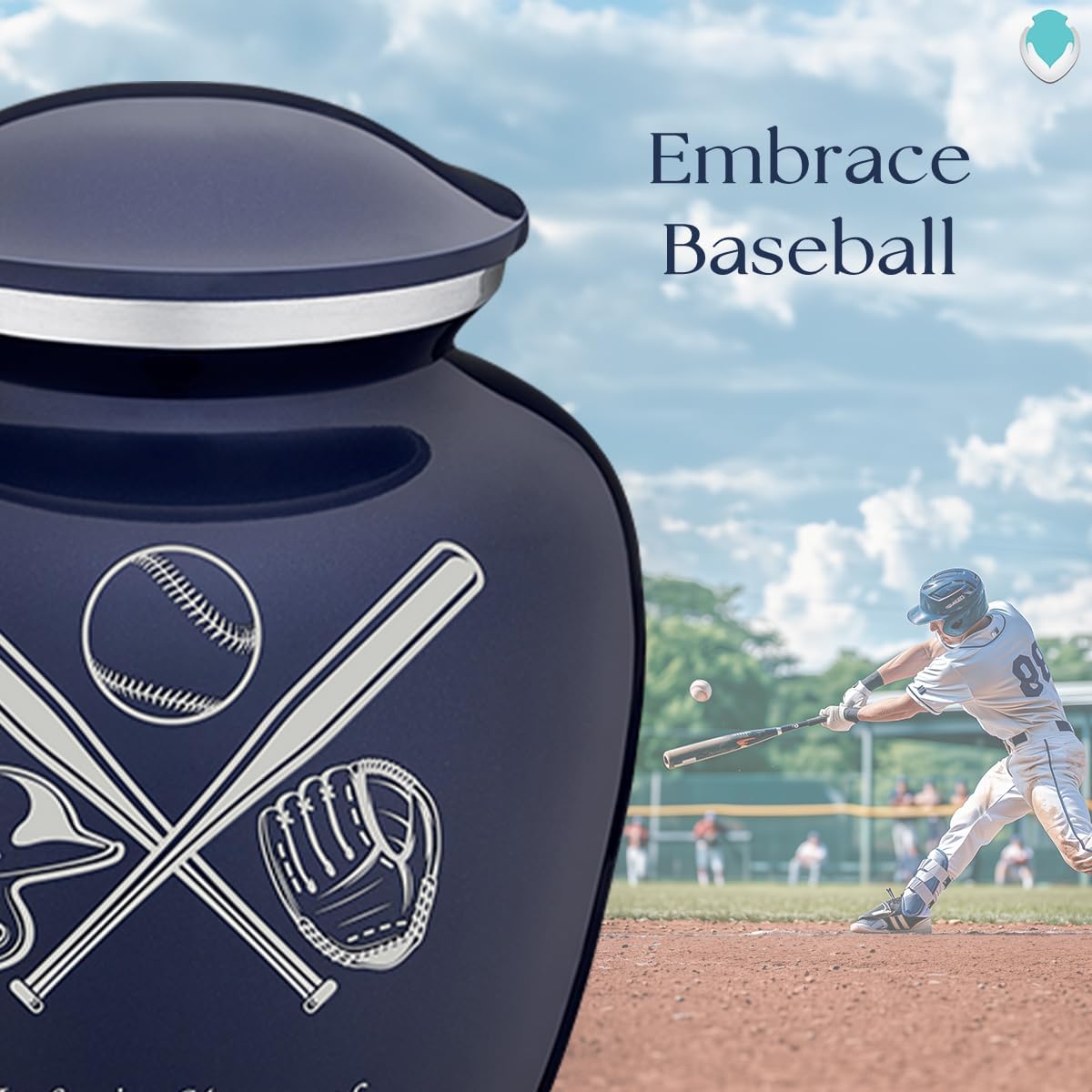 Geturns - Small Personalized Baseball Cremation Urns for Human Ashes I Cobalt Blue Funeral Urn for Men and Women I Holds up to 44 Cubic Inches