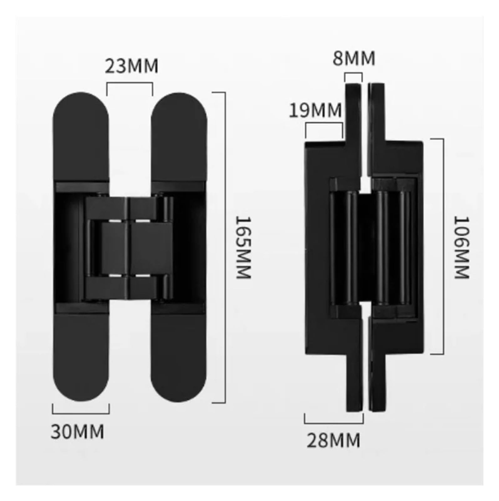 Bisagra de puerta oculta ajustable aleación zinc | Bisagra de puerta oculta ajustable de varios tamaños, multicolor, 2 piezas(Black,177*28mm)