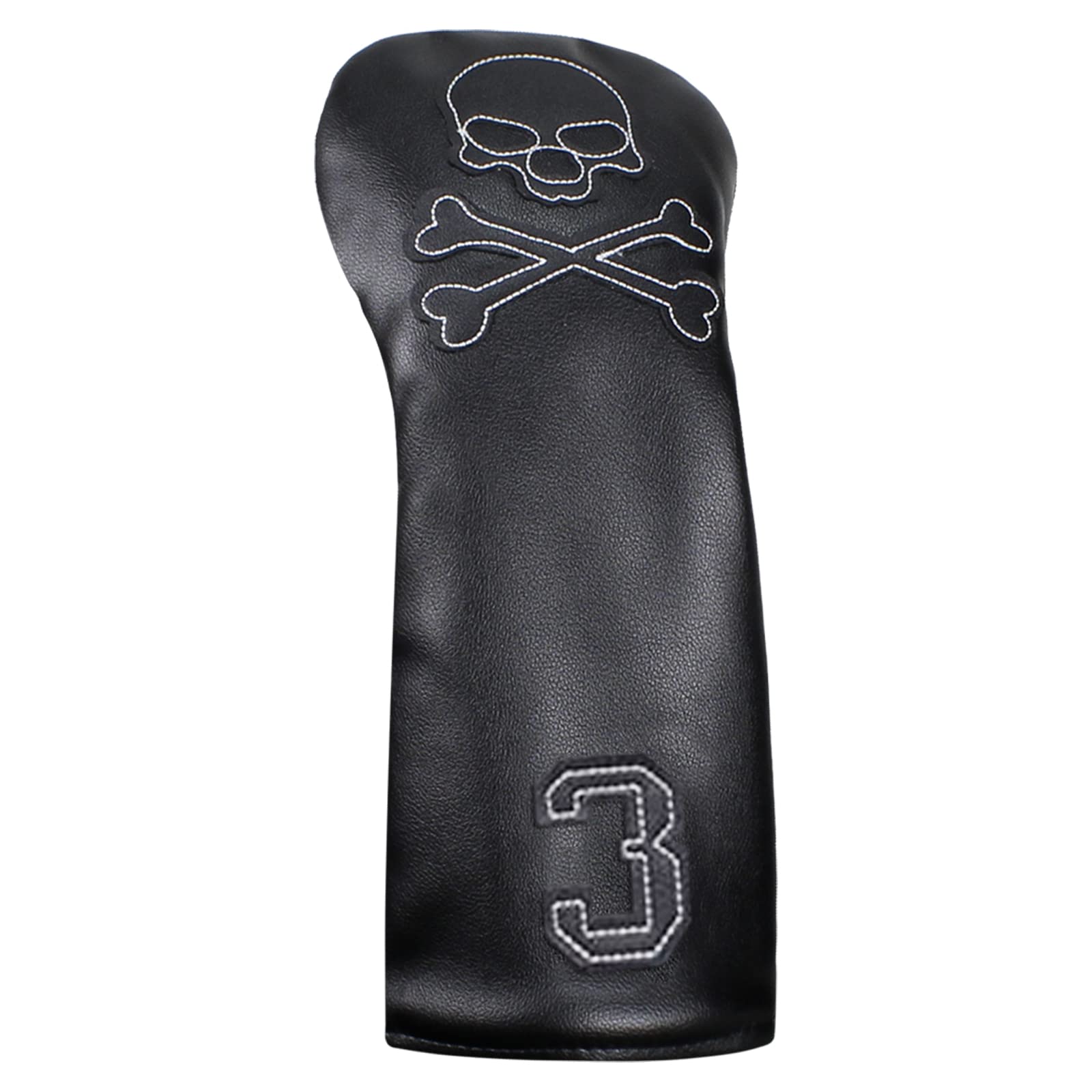 Scott Edward Skull Golf Woods Headcovers Covers for Driver Fairway 1 3 5 H Clubs Set Heads PU Leather Unisex Black Brown