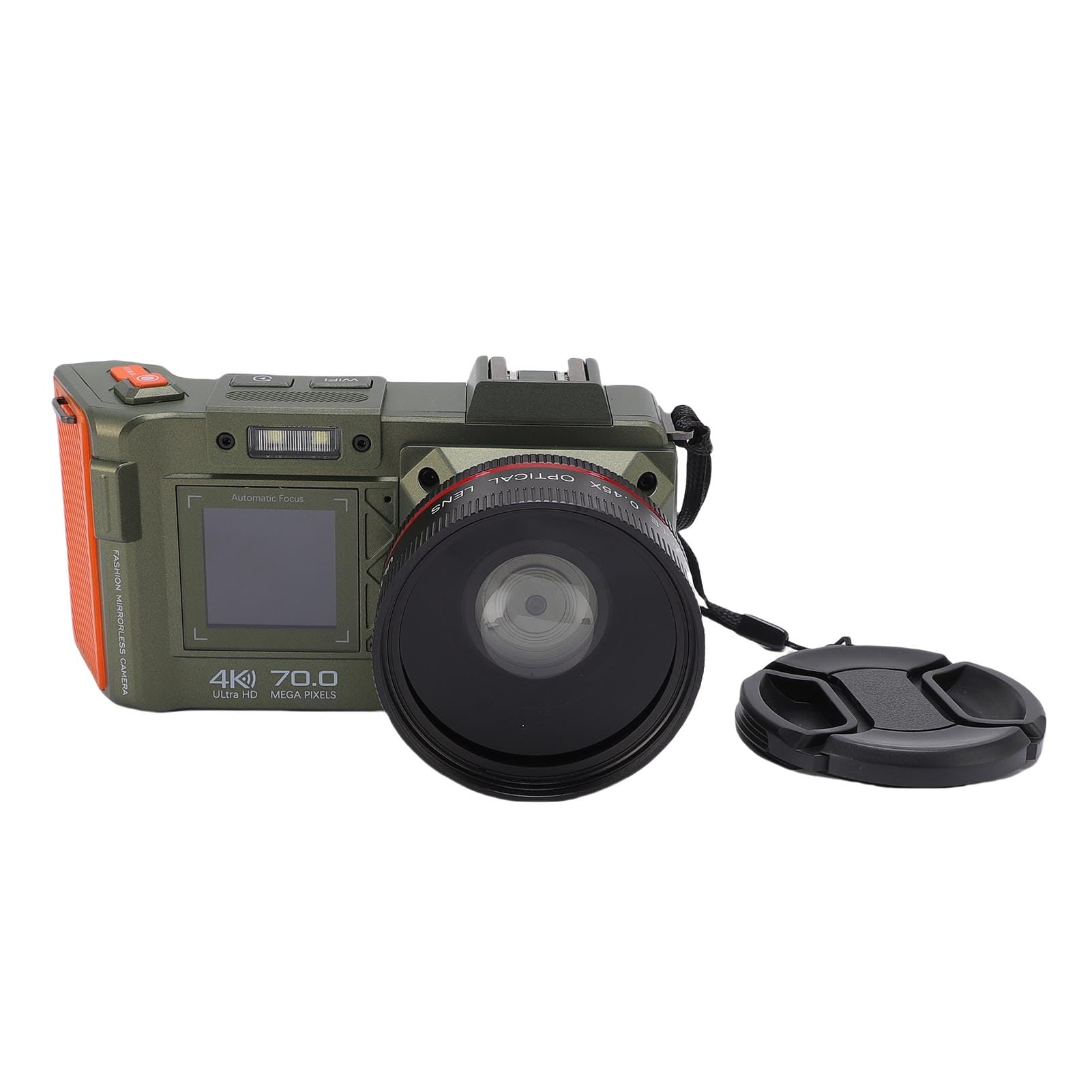 70MP Digital Camera, 4K Video Autofocus F1.8 Aperture WiFi Double Screen 50X Zoom Hot Shoe, with 32GB Card, for Photography Vlogging (Olive Green)