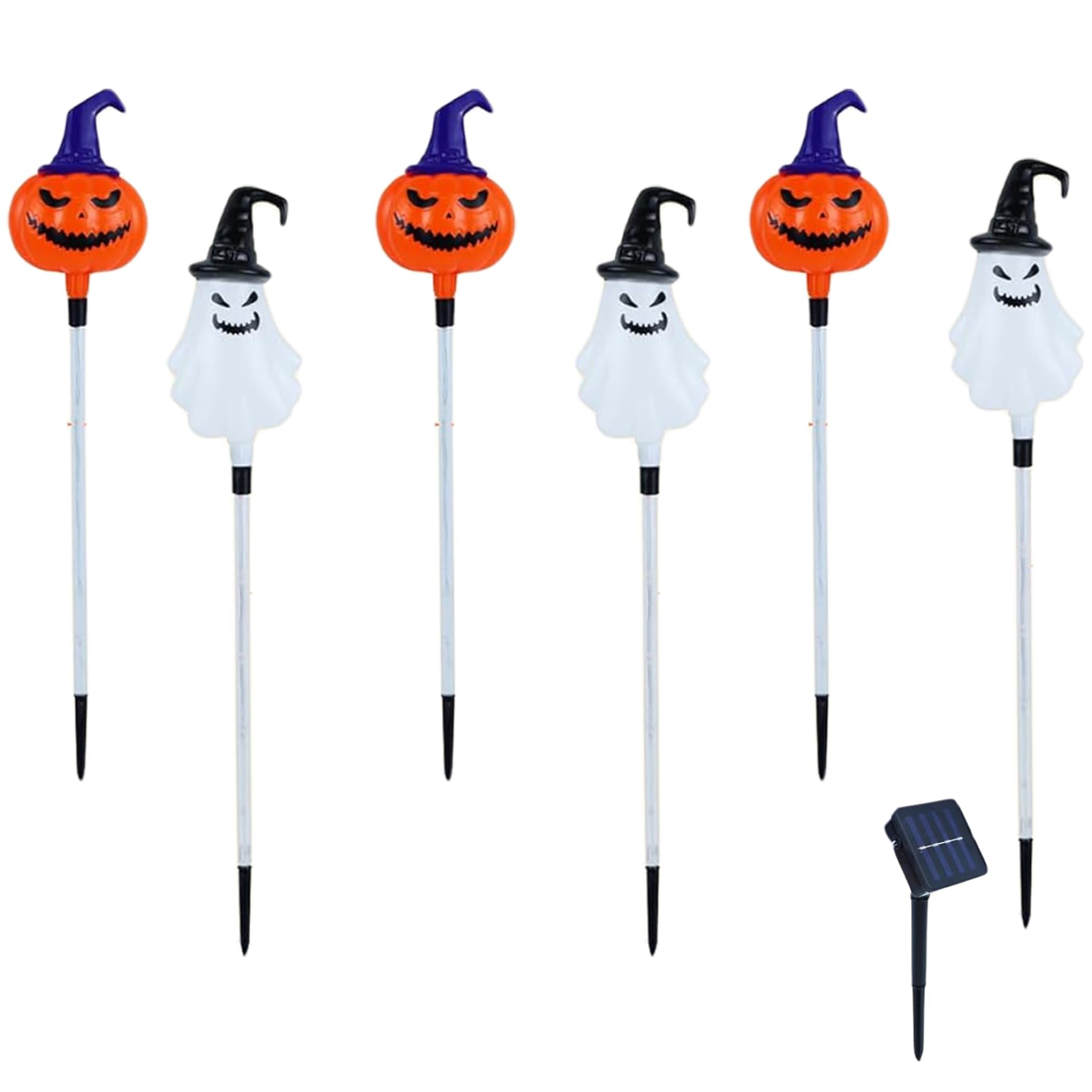 Veesper Halloween Yard Stakes with 6Pcs Ghost Pumpkin Solar Lights 8 Modes Waterproof Outdoor Halloween Lights for Garden Yard Lawn Pathway Holiday Decorations