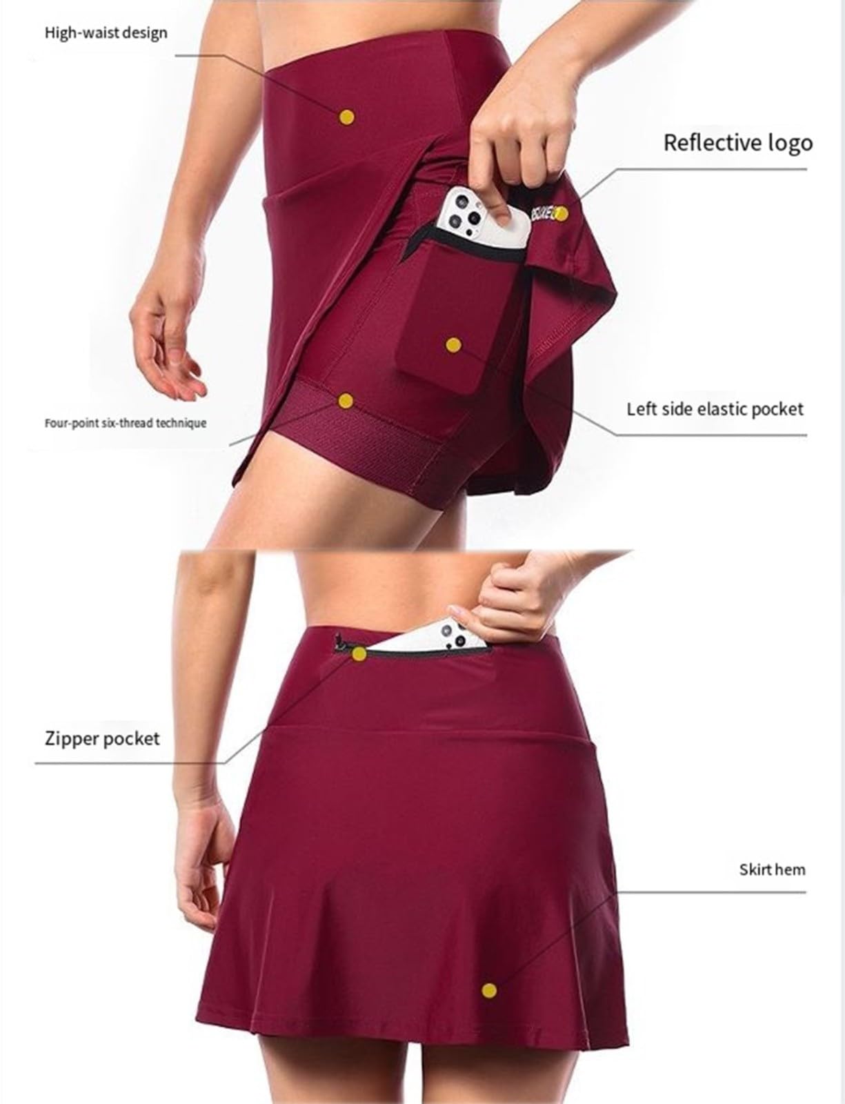 Falda Pantalones Corta De Ciclismo para Mujer 2 En 1 Transpirable Pantalones Cortos De Bicicleta con Gel Acolchada, Maillot Ciclismo Mujer, Cintura Alta Deporte Culotte