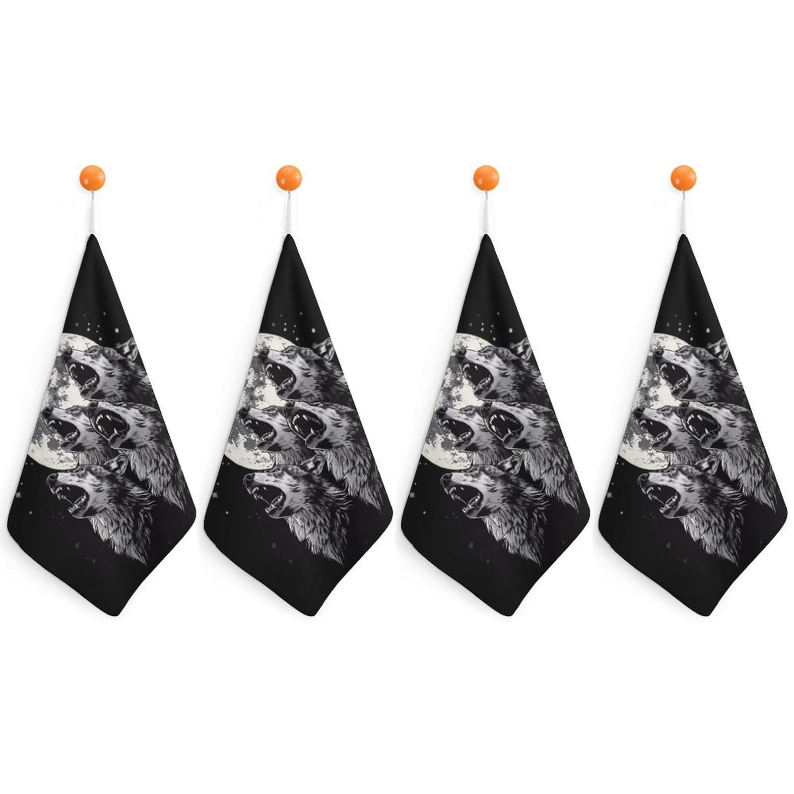 TXFBTRFSA Howling At The Moon Wolves Wolf Hand Towels with Hanging Loop Kitchen Towel Handkerchiefs Cleaning Cloths