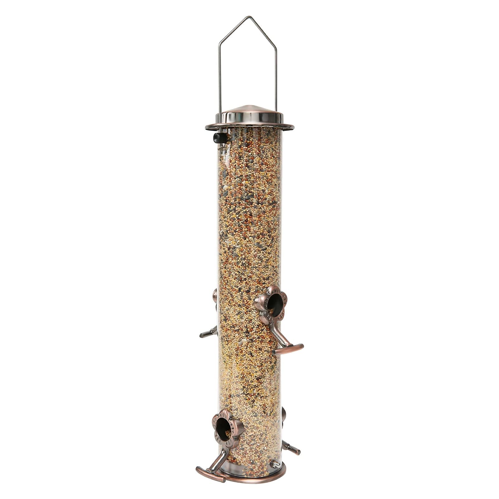 Futterhaus VöGel Dauerhafter Wilder Vogel hängender Feeder Edelstahl-Vogel-Lebensmittel-Spender-Container-Rohr-Rost-Rost-Outdoor-Garten-Dekor Drop Ship Vogelfutterhaus (Color : E)