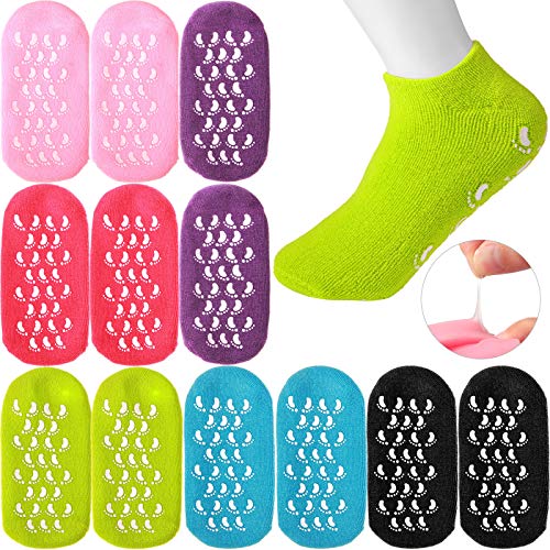 JaGely 6 Pairs Moisturizing Socks Gel Socks Extra Soft Original Gel Socks Gel Spa Socks for Dry Cracked Feet Skins Gel Lined Feet Care Socks for Repairing Softening Feet Dry Cracked