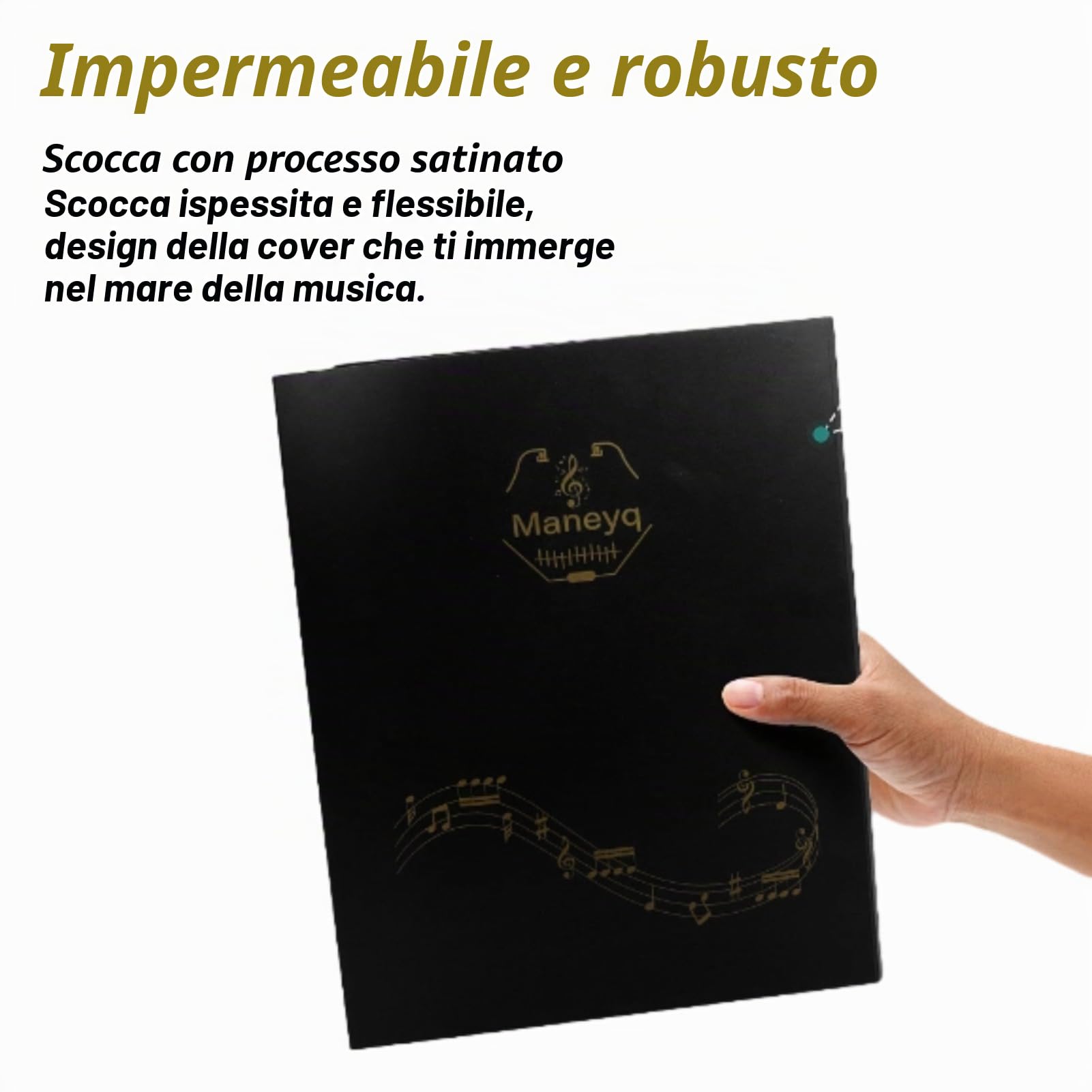 Cartella per Spartiti, 4 Pagine Espandi il Raccoglitore per Spartiti A4 per Pianoforte, Organizzatore Impermeabile per Cartelle Musicali Shell con 12 Pagine Interne, per Contenere Spartiti e Archiviar