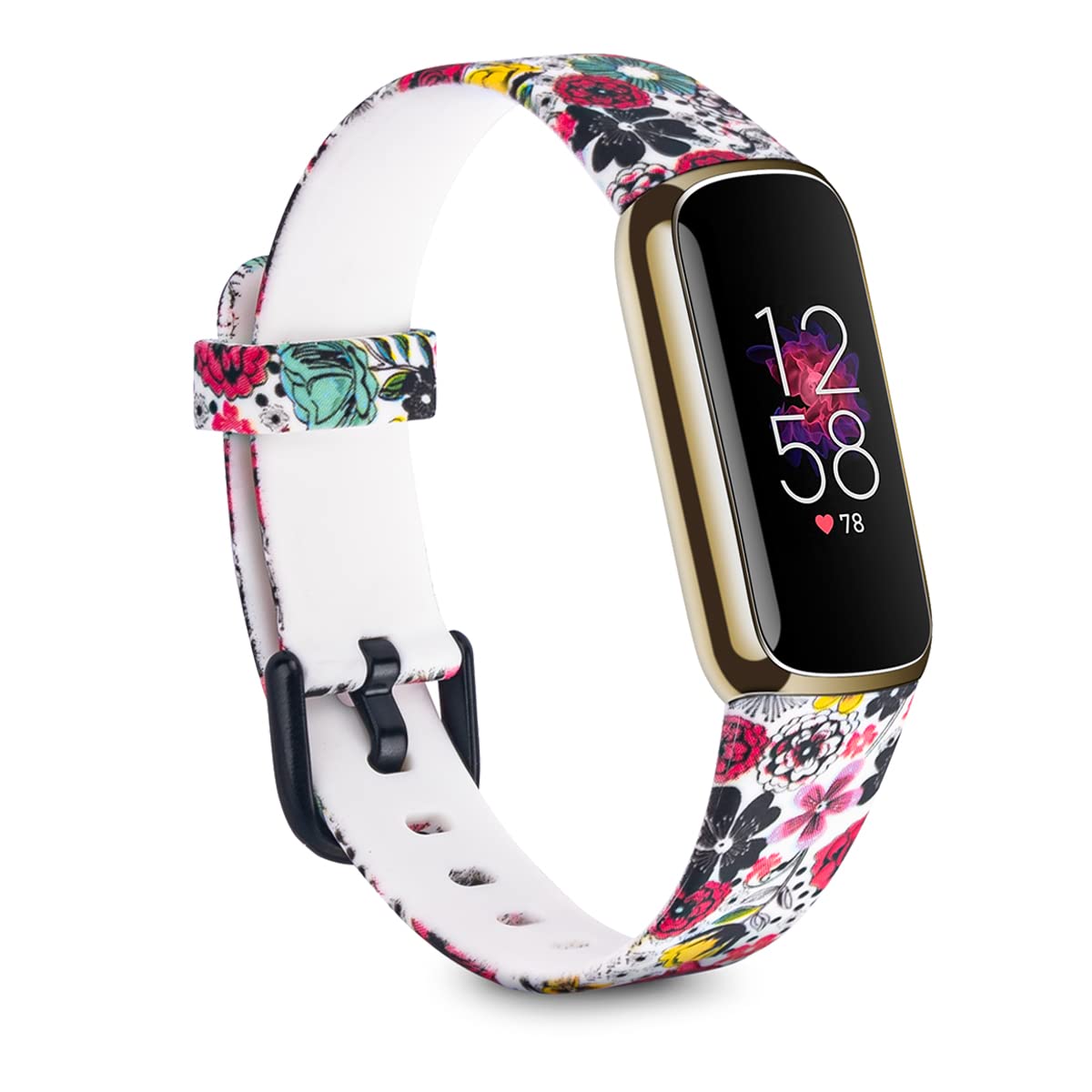 Luxe Straps Compatible with Fitbit Luxe Watch Bands Wrist Strap for Men Women Colorful Pattern Floral Sport Watchband Bracelet Bangle Wristband Replacement Accessories with Metal Buckle Small Wrist