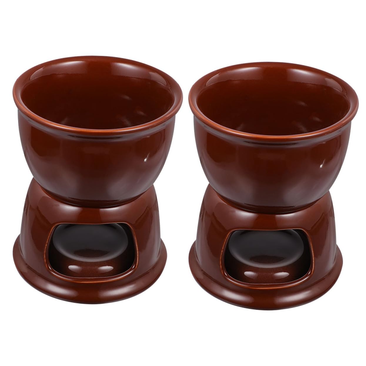 2pcs Ceramic Cheese Fondue Pot Chocolate Melting Mug Porcelain Fondue Cup For Melts Cheese Candy Chocolate Hot Oil Broth Party Supplies