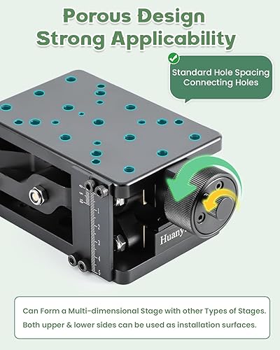 Miniatura 5 de Huanyu Z-Axis Plataforma de elevación manual de 2.362 in de alta precisión óptica deslizante plataforma de desplazamiento mesa de laboratorio de