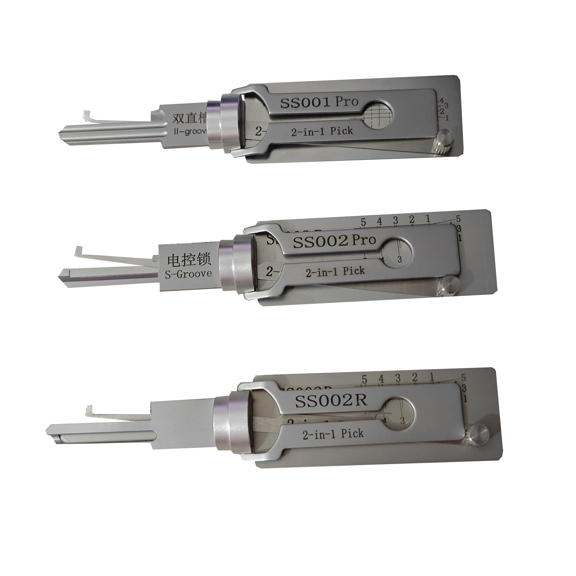 3 piezas SS001 SS002 SS002 SS002R Herramienta de selección y decodificador para cerradura de puerta civil, herramientas profesionales de cerrajería, abridor rápido
