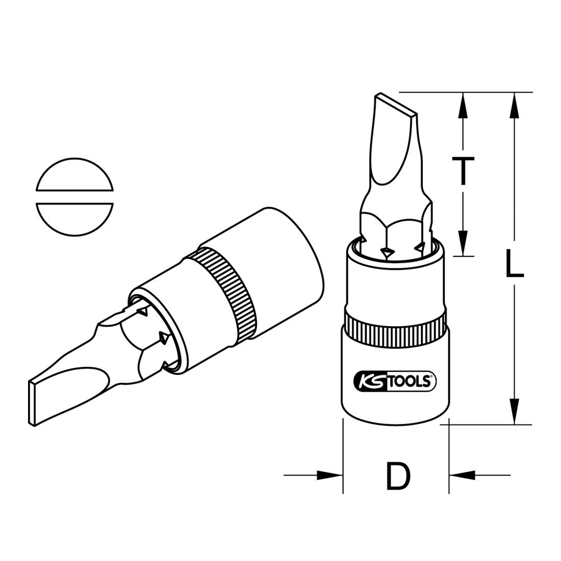 KS Tools Bit-Stecknuss Schlitz, 4 Mm – Für 1/4 Zoll Antrieb, Verchromt – Farblos