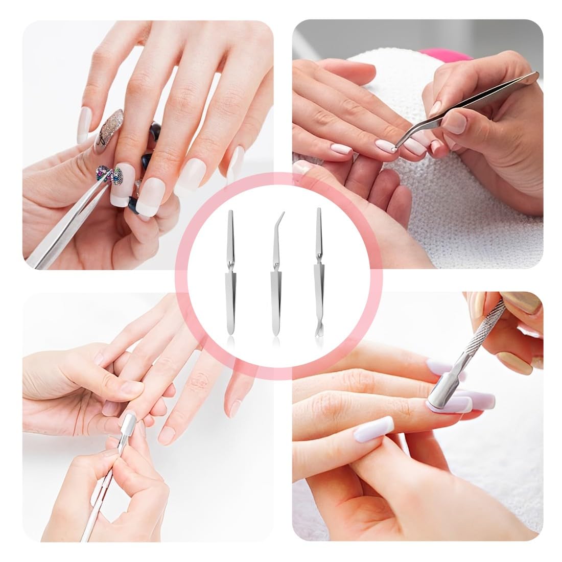 Pinze per Pinzette,3 Pezzi Inzette per Unghie,Pinzette per Ciglia,Pinzettes per Lavori Artigianali,per Gioielli, Nail Art, Elettronica, Riparazioni, Laboratorio