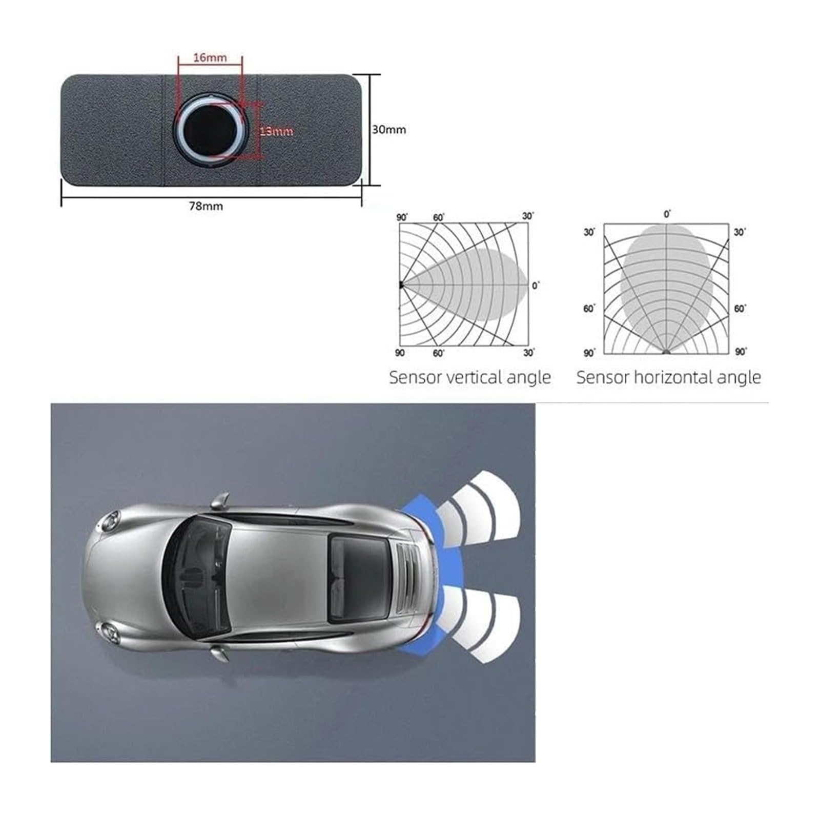 Sensores Radar Marcha Atrás Traseros para Coche 13 Mm Inductor Asistencia Aparcamiento Parktronic Estándar 4 Unidades/Lote Sensor De Aparcami(Grey)