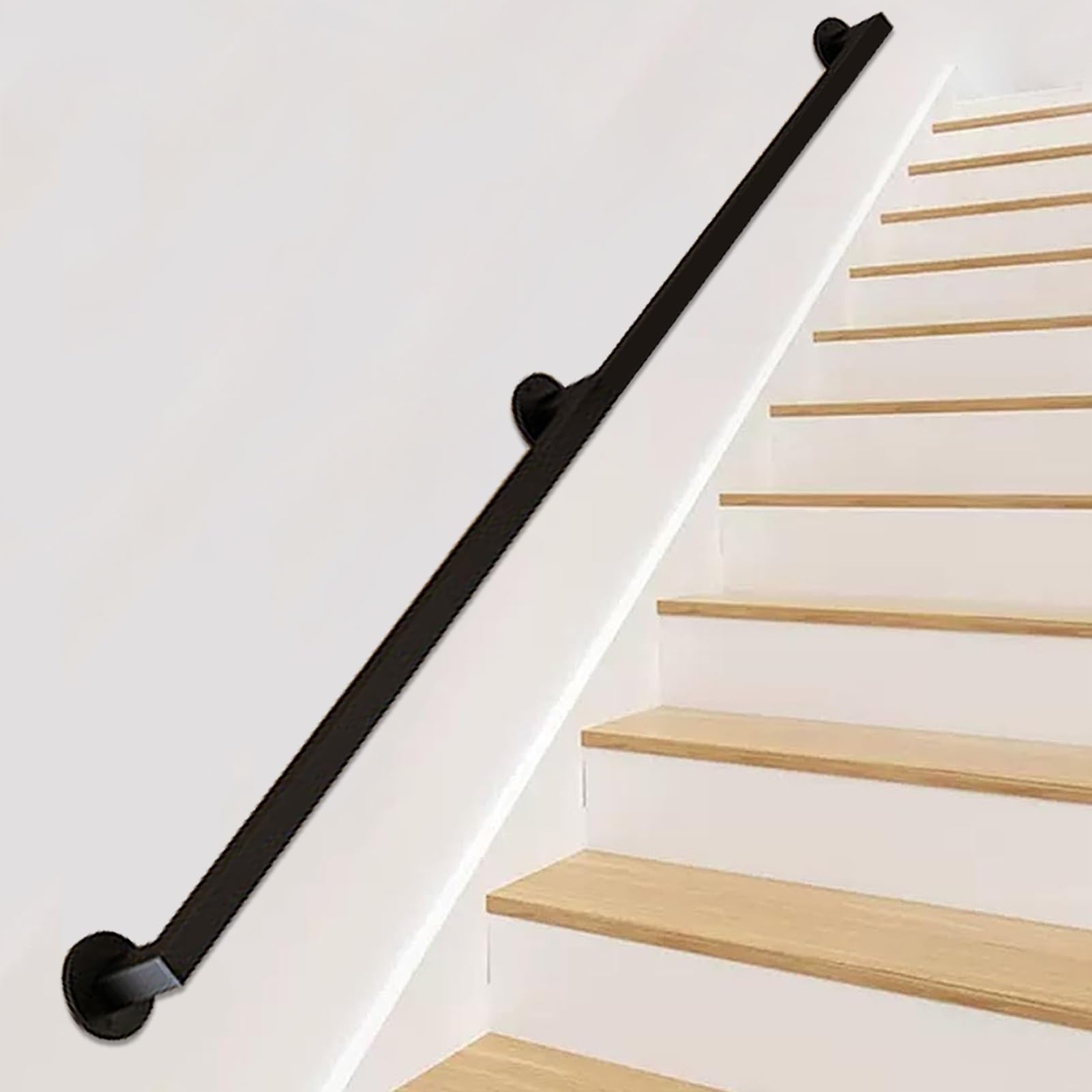 Rampe d'escalier noire style industriel en métal galvanisé robuste de 150 cm