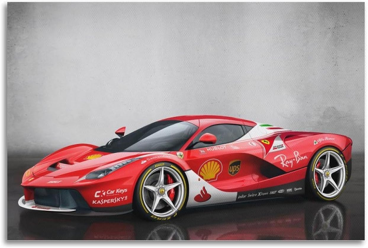 DSZLJY Race Car Poster for SF70H Speed Demon with Sponsors' Glory Poster Decorative Painting Canvas Wall Posters And Art Picture Print Modern Family Bedroom Decor Posters 20x30inch(50x75cm)