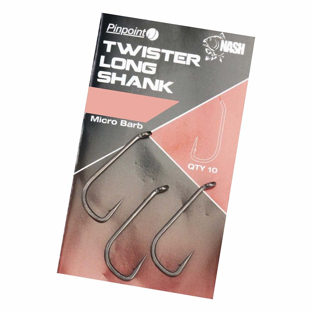 Nash Pinpoint Twister Long Shank Micro Barbed Carp Hooks: 8