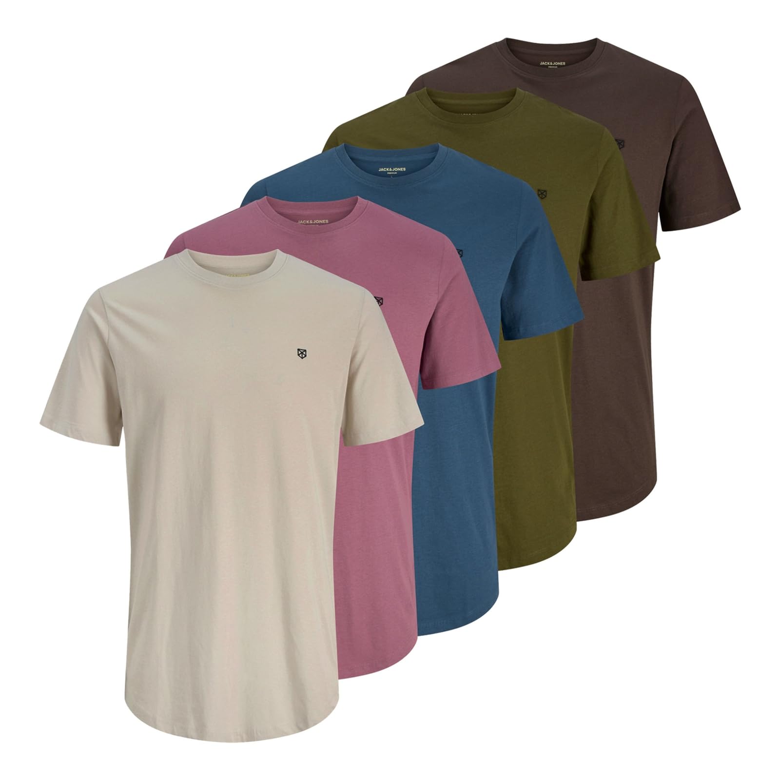 JACK & JONES Herren Shirts T-Shirts Tee SS Crew Neck 5er Pack Farbe:Mehrfarbig