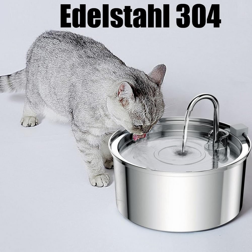 Der antibakterielle Trinkbrunnen mit Filtration, Hundewasserschale, 3.2 l Pawdrate Hunde-Wasserbrunnen mit Filter, Edelstahl Hundebrunnen, für Hunde und Katze (A, 3.2L)