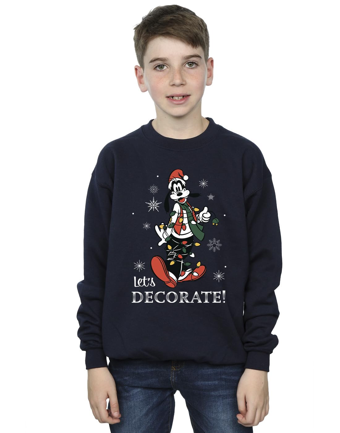 Absolute Cult Boys Navy Blue Disney Mickey Mouse Goofy Let's Decorate Sweatshirt 3-4 Years