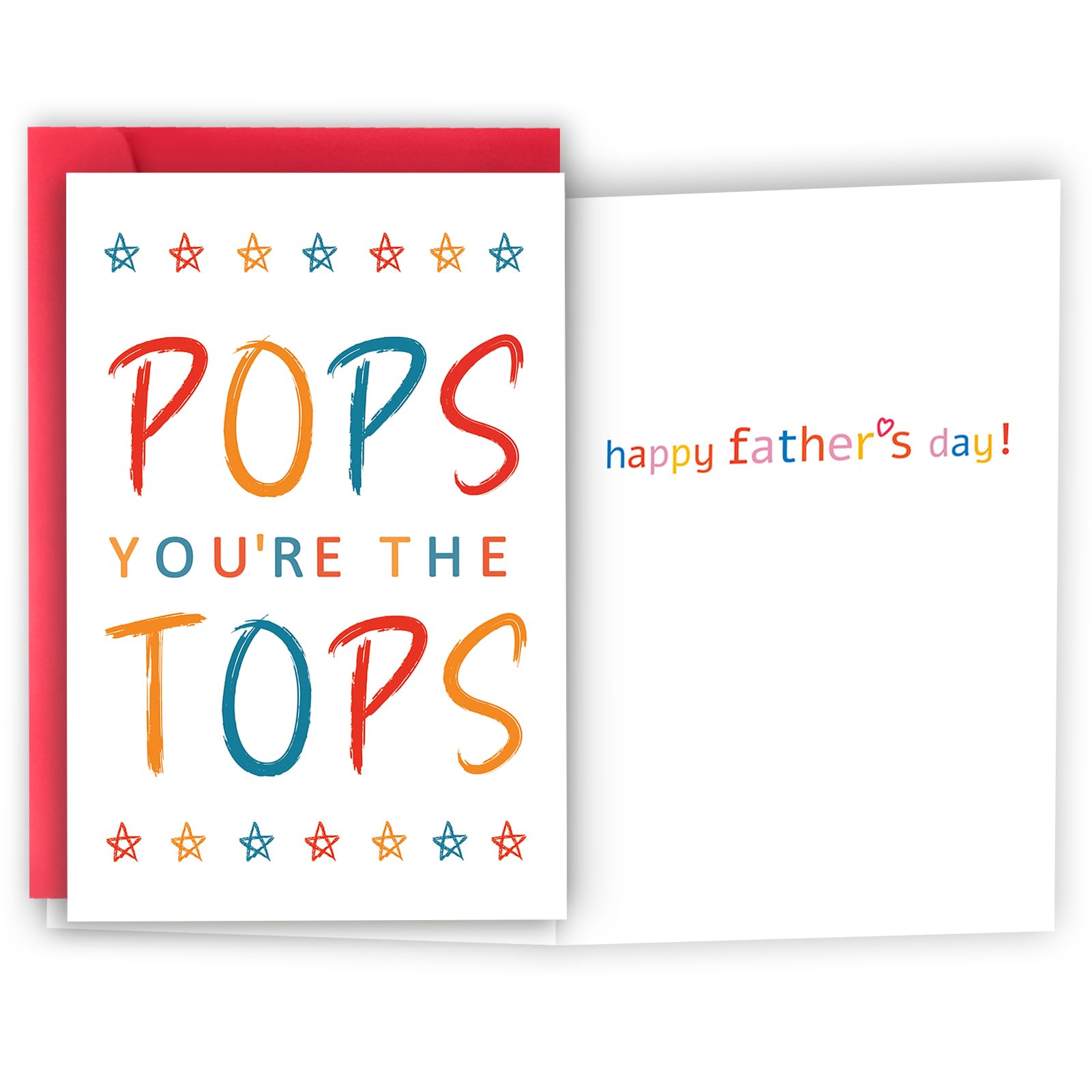 HEJOYN Fathers Day Card Gifts for Pops Dad, Fathers Day Gift from Daughter Son, Happy Father's Day Card for Pop from Kids, Pops You're the Tops, Funny