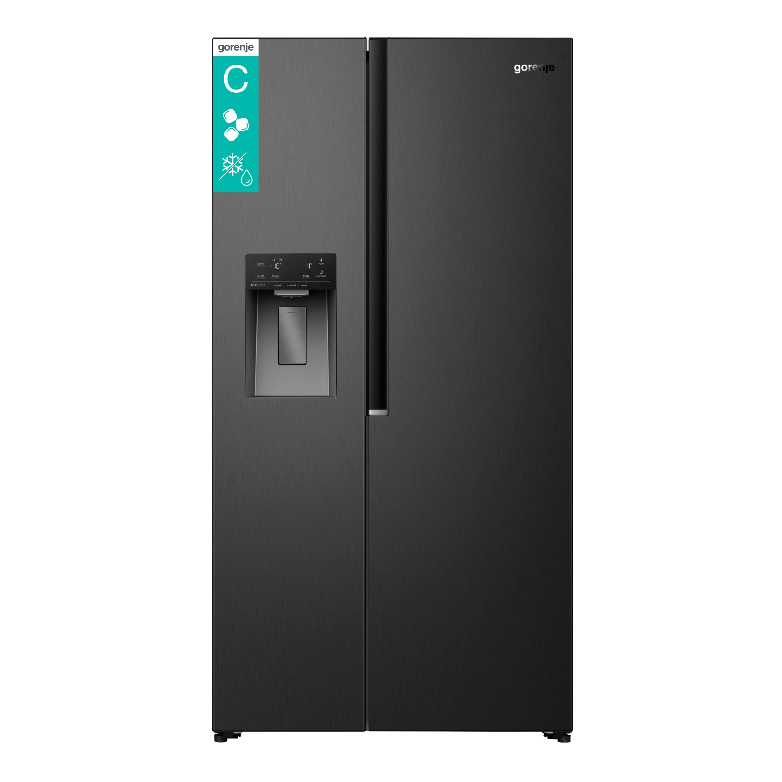 Gorenje NRS917C61BX Kühl-Gefrierkombination/Freistehend/Side-by-Side/ 528 Liter/EEK C/ 37dB/ Eis&Wasserspender/NoFrost Plus/MultiFlow 360°/ FastFreeze/ (B×H×T): 91,1 × 178,6 × 61,5 cm/Schwarz