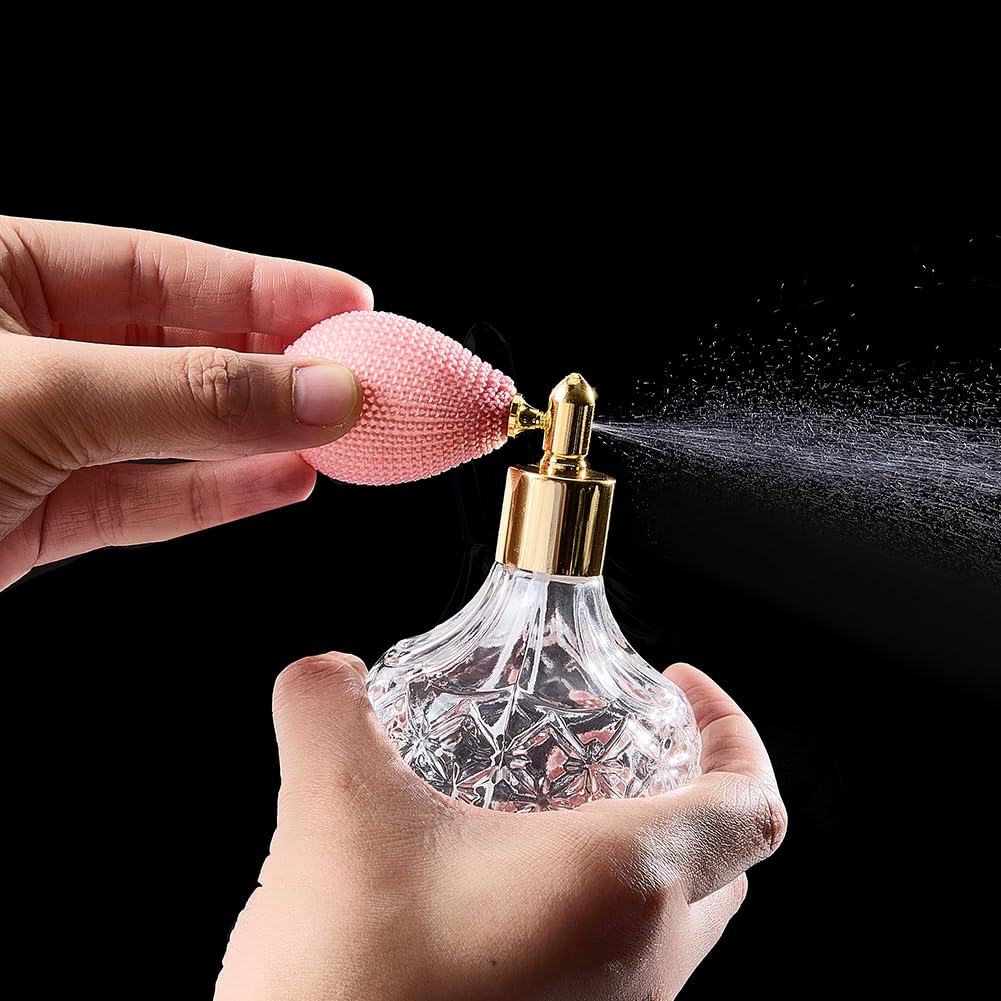 GORGECRAFT Flaconi di Profumo in Cristallo Trasparente da 100ml Flacone Spray con Atomizzatore Vintage Rosa Flacone Spray con Pompa in Vetro Vuota Ricaricabile Strumento Il Trucco con Imbuto